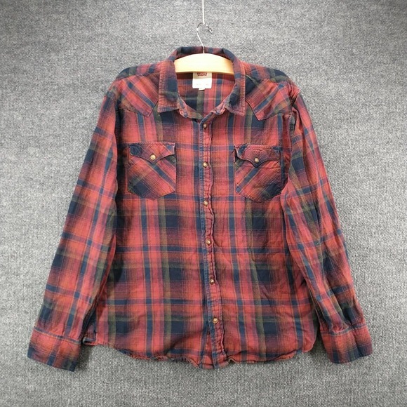 Levi's Men's Button Up Shirt Multicolor Size XL Long Sleeve Plaid Cotton Casual - Picture 2 of 13